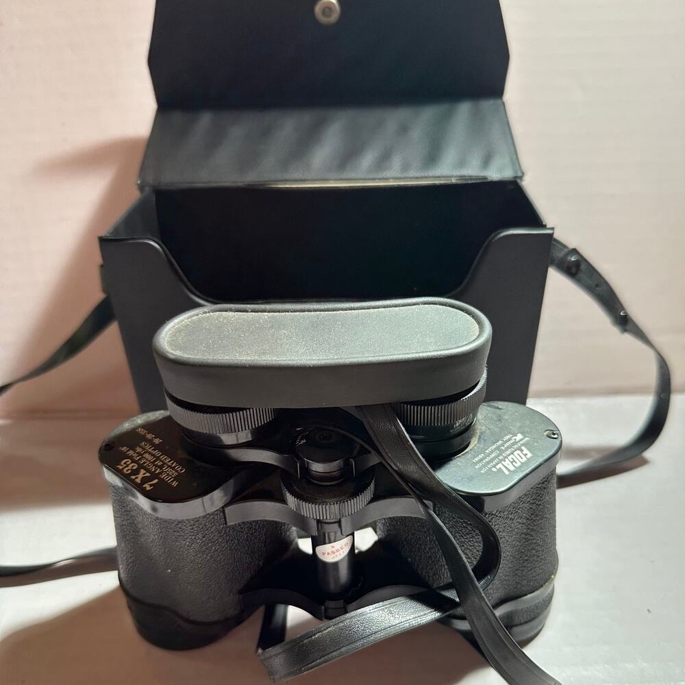 Focal 7x35 Binoculars Coated Optics 525' 1000Y Case Manual Lens Cloth Vintage